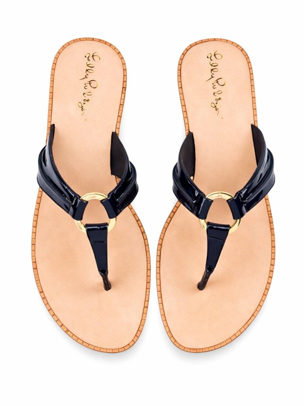 Lilly Pulitzer Leather McKim Thong Slide Sandals | True Navy | Size 7
